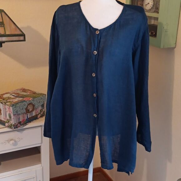 Kleen Linen Long Sleeve Tunic. Cottagecore. Lagenlook - Picture 1 of 11